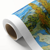 Art deco poster of a starry night scene in vibrant blue and yellow hues on rolled canvas, suitable for nursery wall art.