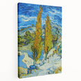 Replica of Van Gogh painting on large stretched canvas with vibrant blue and yellow tones, suitable for kitchen wall art.