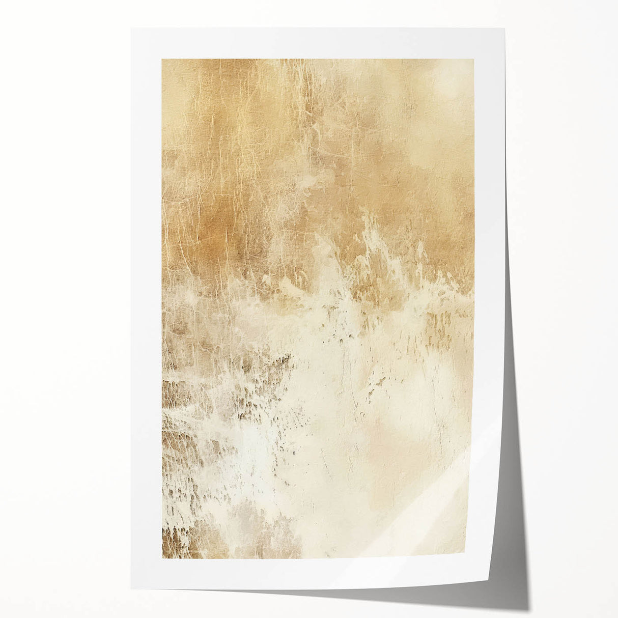 Abstract strokes wall art print showcasing vibrant colors of blue, orange, and yellow, rolled for shipping. Perfect for modern home decor accents.