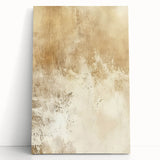 Abstract wall art featuring colorful strokes in shades of blue, orange, and yellow on a stretched canvas, leaning against a neutral wall, perfect for modern decor.