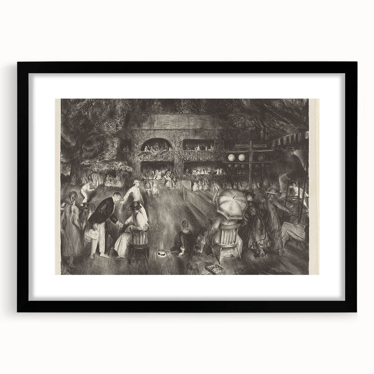 Modern Wall Art: Tournament Scene in Charcoal with Expressive Detailing