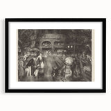 Modern Wall Art: Tournament Scene in Charcoal with Expressive Detailing