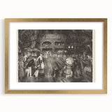 Modern Wall Art: Tournament Scene in Charcoal with Expressive Detailing