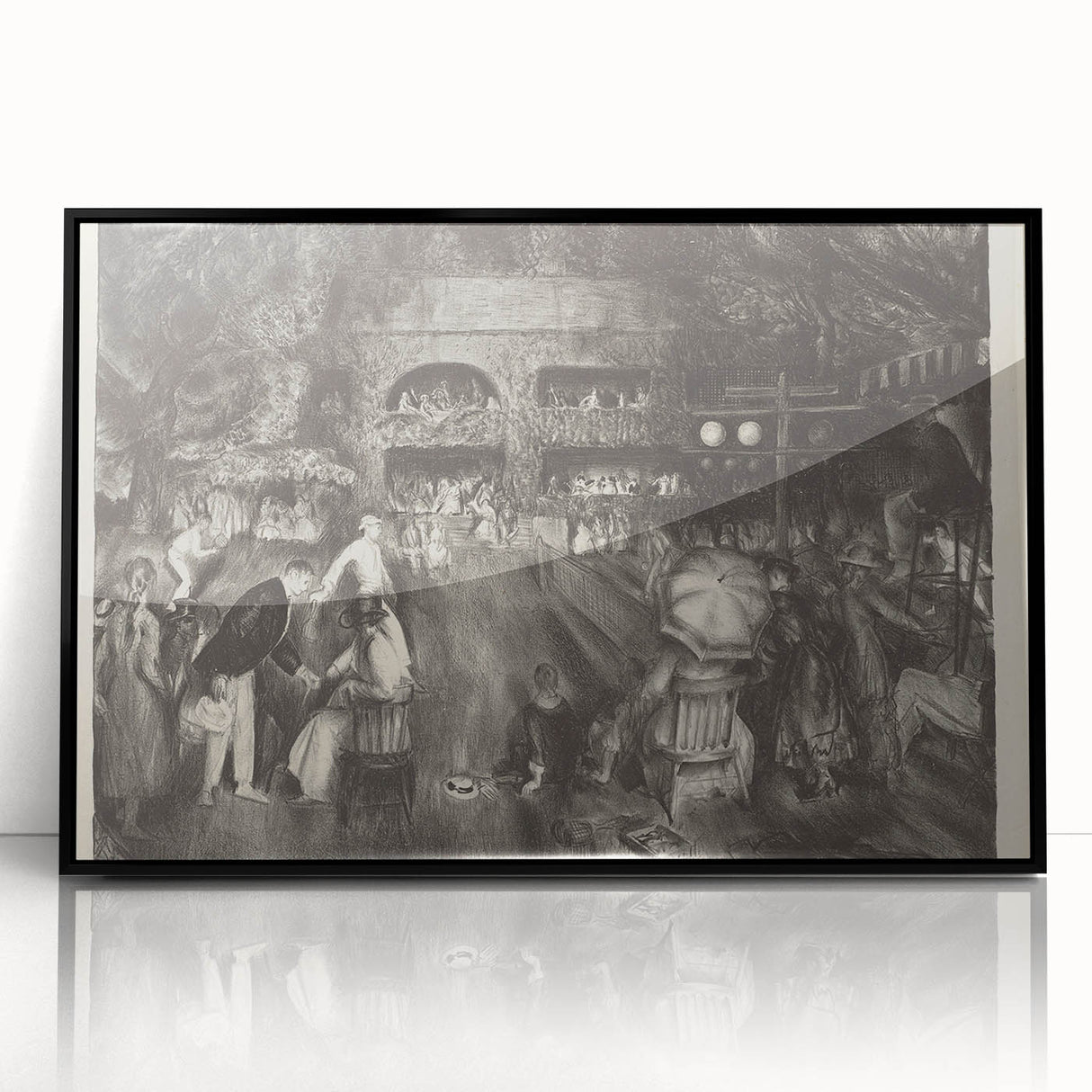 Modern Wall Art: Tournament Scene in Charcoal with Expressive Detailing