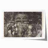 Modern Wall Art: Tournament Scene in Charcoal with Expressive Detailing