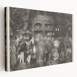 Modern Wall Art: Tournament Scene in Charcoal with Expressive Detailing