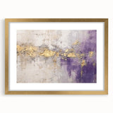 Abstract wall art featuring bold strokes in vibrant colors, framed with a gold mat, perfect for modern home decor. Ideal for enhancing living spaces with artistic flair.