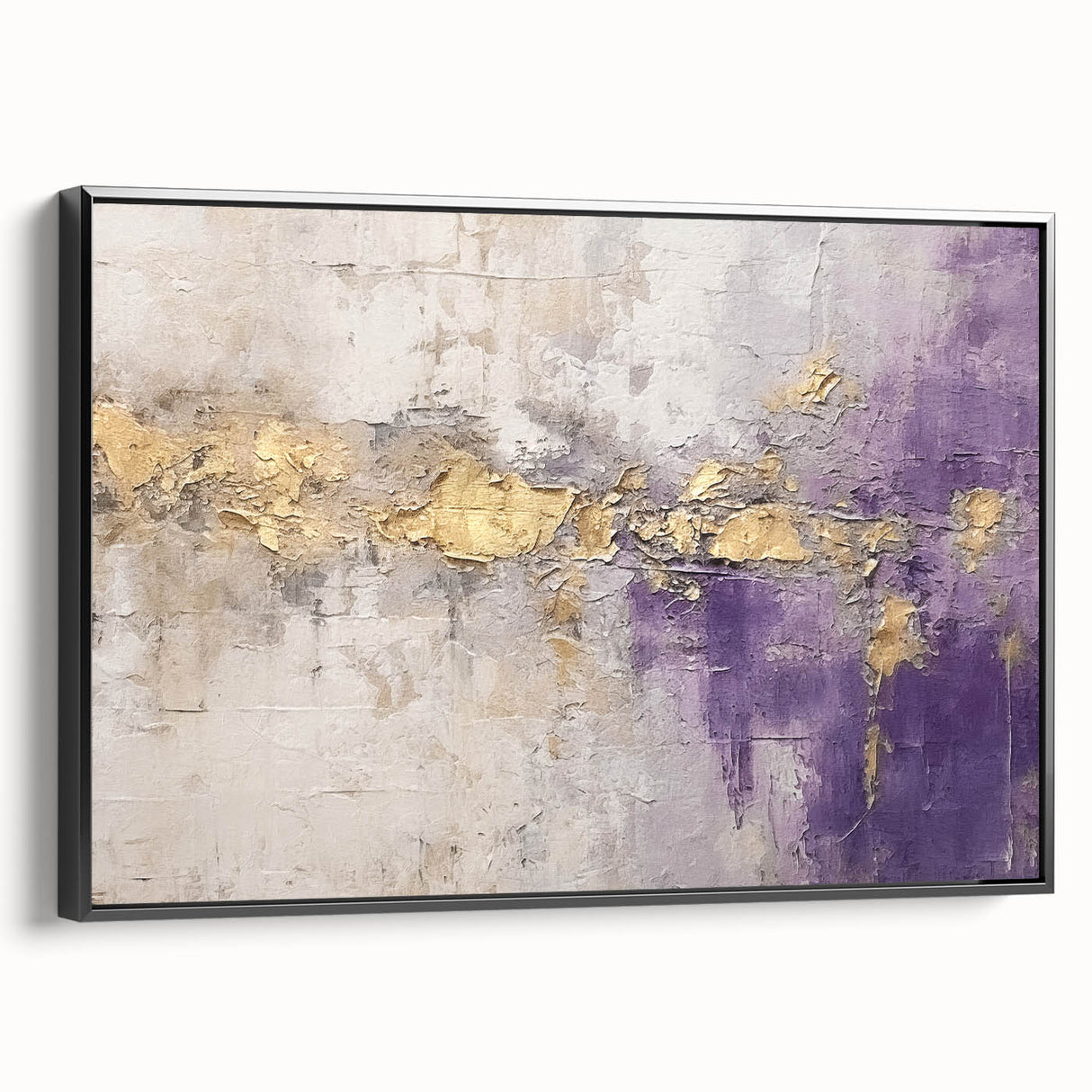Framed canvas art featuring abstract strokes in black and white, showcasing a modern design perfect for contemporary home decor. The piece is elegantly displayed from a side view, highlighting its sleek frame and artistic depth, ideal for enhancing living spaces or offices.