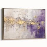 Framed abstract wall art showcasing dynamic gold strokes against a textured background, perfect for modern decor, enhancing any living space with elegance and style.