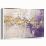 Framed canvas wall art showcasing abstract strokes in white and soft gray hues, elegantly displayed from a side view, perfect for modern home decor.