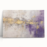 Abstract wall art featuring vibrant blue, orange, and yellow strokes on a stretched canvas, leaning against a neutral wall, perfect for modern decor.