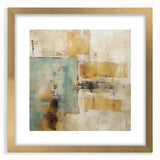 Abstract strokes wall art framed with a gold mat, showcasing vibrant colors and dynamic patterns, perfect for enhancing modern home decor aesthetics.