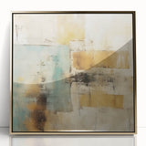 Framed abstract wall art showcasing dynamic gold strokes on a textured surface, perfect for modern decor, enhancing any living space with elegance.