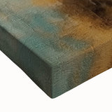 Close-up of a vibrant abstract strokes wall art on stretched canvas, showcasing bold colors of blue, yellow, and red, perfect for modern home decor and artistic expression.