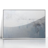 Abstract wall art featuring dynamic, colorful strokes in blue, pink, and gold, framed in sleek white acrylic, perfect for modern home decor.