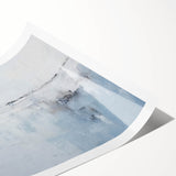 Abstract wall art print showcasing vibrant strokes in shades of blue, orange, and yellow, designed to enhance modern interiors. Ideal for living rooms or creative spaces.