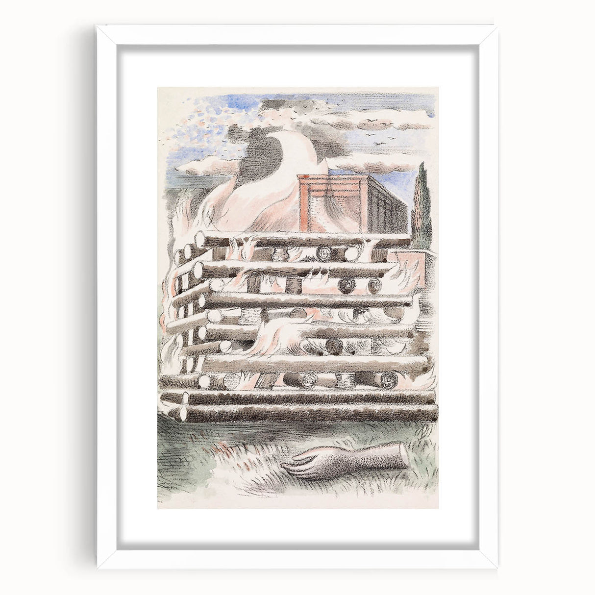 Paul Nash’s Design for Urne Buriall: Funeral Pyre Illustration (1932)