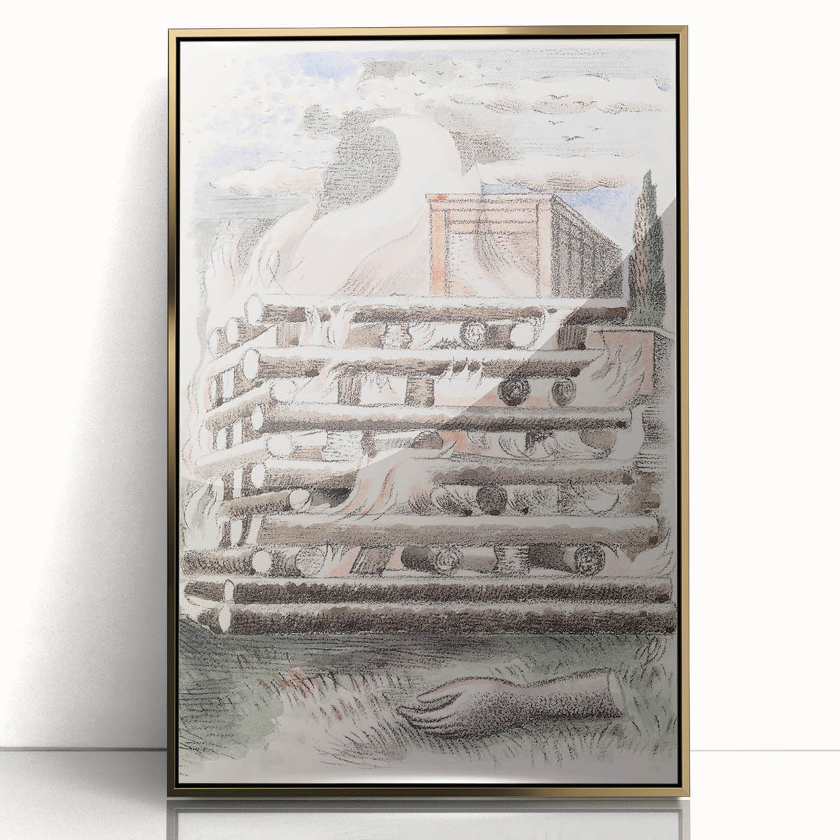 Paul Nash’s Design for Urne Buriall: Funeral Pyre Illustration (1932)