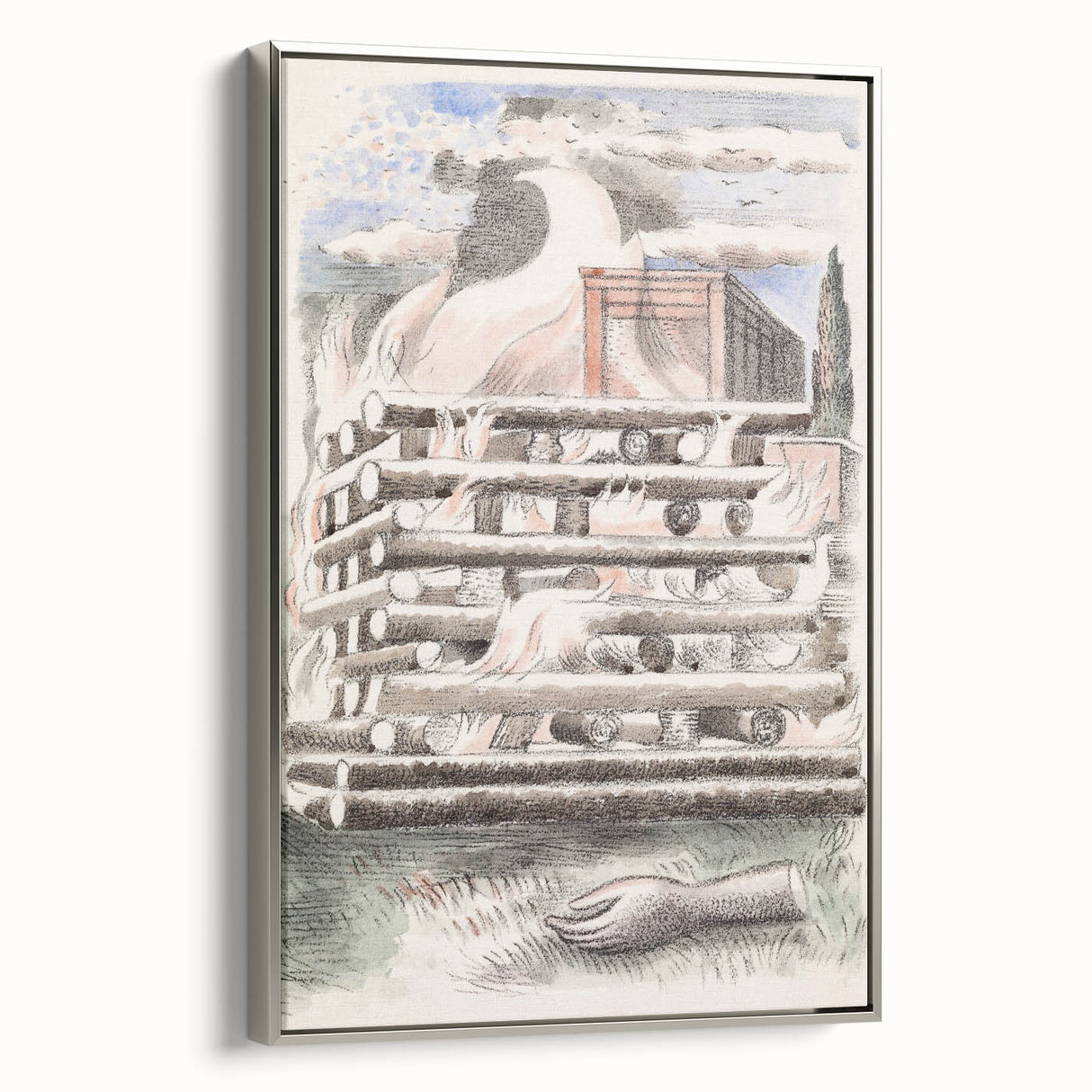 Paul Nash’s Design for Urne Buriall: Funeral Pyre Illustration (1932)