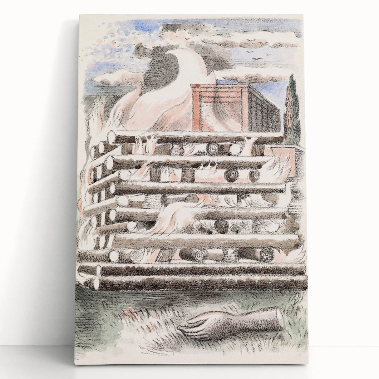 Paul Nash’s Design for Urne Buriall: Funeral Pyre Illustration (1932)