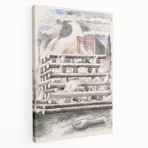 Paul Nash’s Design for Urne Buriall: Funeral Pyre Illustration (1932)