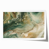 Abstract wall art print featuring vibrant strokes in shades of blue, yellow, and orange, rolled for easy shipping. Ideal for modern home decor.