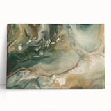 Abstract wall art featuring vibrant strokes in hues of blue, orange, and yellow, stretched on canvas and leaning against a neutral wall, adding a modern touch to any decor. Perfect for contemporary living spaces or art enthusiasts looking to enhance their interiors.