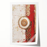 Abstract wall art print featuring vibrant strokes in shades of blue, gold, and white, showcasing a modern design perfect for contemporary home decor. The print is rolled for easy shipping and display, ideal for adding a sophisticated touch to any living space.