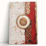 Abstract wall art featuring vibrant strokes in shades of blue, orange, and yellow on a stretched canvas. Ideal for modern home decor, adding a pop of color and creativity to any space.