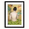 Modern Wall Art: Abstract Nude with Green Kimono and Gold Accents