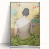 Modern Wall Art: Abstract Nude with Green Kimono and Gold Accents