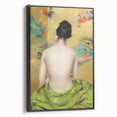 Modern Wall Art: Abstract Nude with Green Kimono and Gold Accents