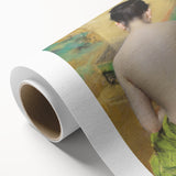 Modern Wall Art: Abstract Nude with Green Kimono and Gold Accents