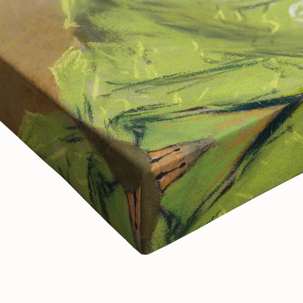 Modern Wall Art: Abstract Nude with Green Kimono and Gold Accents