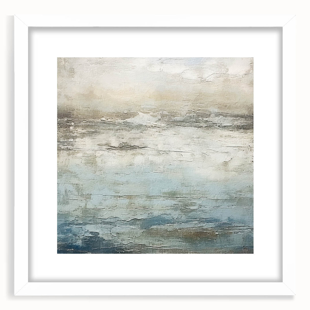 Abstract wall art featuring colorful strokes in a modern design, framed with a white mat, ideal for contemporary home decor and artistic displays.