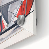 Modern Wall Art: Industrial Abstract Machinery in Red and Gray