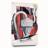 Modern Wall Art: Industrial Abstract Machinery in Red and Gray