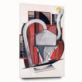 Modern Wall Art: Industrial Abstract Machinery in Red and Gray