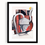 Modern Wall Art: Industrial Abstract Machinery in Red and Gray