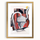 Modern Wall Art: Industrial Abstract Machinery in Red and Gray
