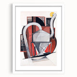Modern Wall Art: Industrial Abstract Machinery in Red and Gray