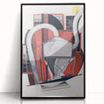 Modern Wall Art: Industrial Abstract Machinery in Red and Gray