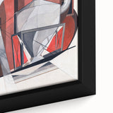 Modern Wall Art: Industrial Abstract Machinery in Red and Gray