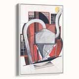 Modern Wall Art: Industrial Abstract Machinery in Red and Gray