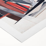 Modern Wall Art: Industrial Abstract Machinery in Red and Gray