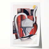 Modern Wall Art: Industrial Abstract Machinery in Red and Gray