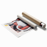 Modern Wall Art: Industrial Abstract Machinery in Red and Gray