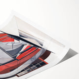 Modern Wall Art: Industrial Abstract Machinery in Red and Gray