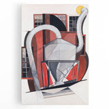 Modern Wall Art: Industrial Abstract Machinery in Red and Gray