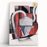 Modern Wall Art: Industrial Abstract Machinery in Red and Gray